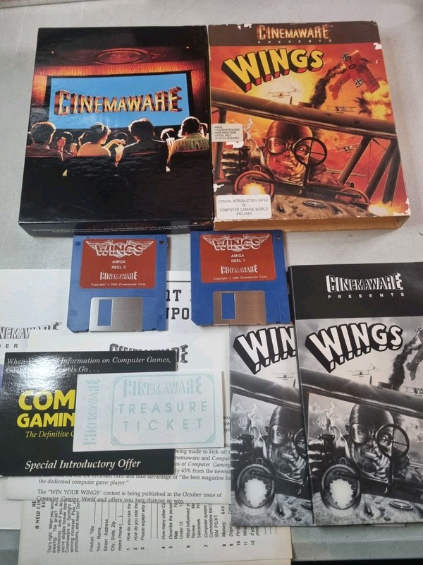 Wings Personal Combat Simulator Cinemaware Commodore Amiga Fully Complete CIB