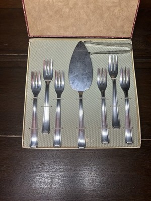 JUSTINUS Tortenheber, 6 Kuchengabeln Set Edelstahl OVP Vintage Retro