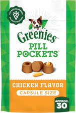 Pill Pockets for Dogs Capsule Size Natural Soft Dog Treats, Chicken Flavor, 7.9