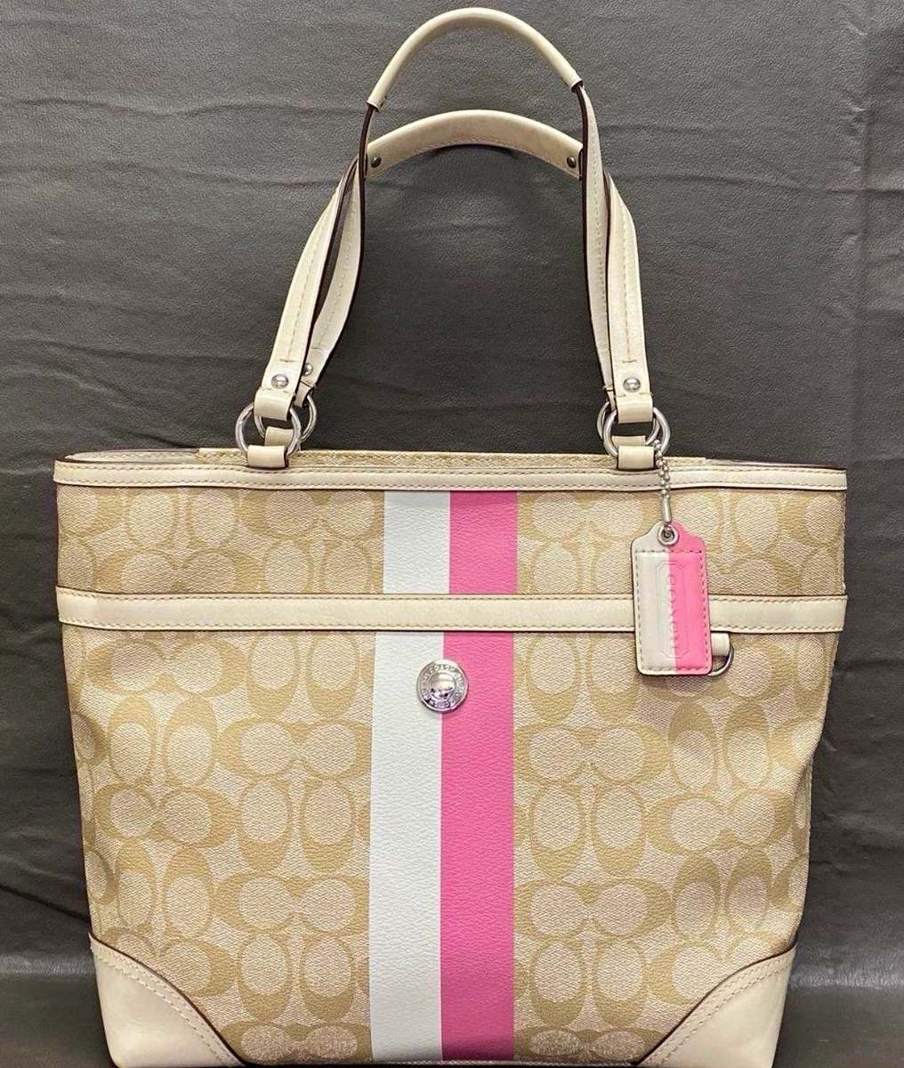 25+ Coach Pink Striped Bags & Handbags for Women for sale