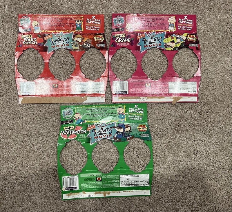 The Rugrats Movie Mott’s Applesauce Advertising Package Wrapper Tattoos Vintage
