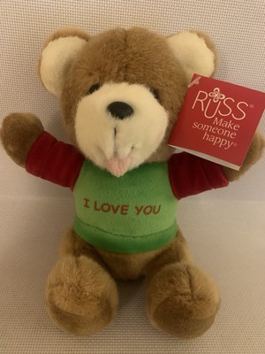 Vintage Russ Berrie ''I Love You'' Teddybär weiches Plüschtier 8 Zoll Neu & Etikett 