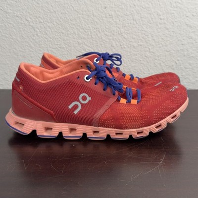 On Cloud X Shoes Womens Size 7 Red Orange Mesh CloudTec Running Sneakers