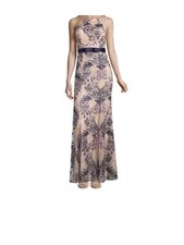 CITY TRIANGLES Womens Maxi Dress Beige Mesh Lined Bow Sash Juniors 11