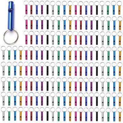 Emergency Whistle Aluminum with Keychain 100 Pieces for Camping Hiking Boating