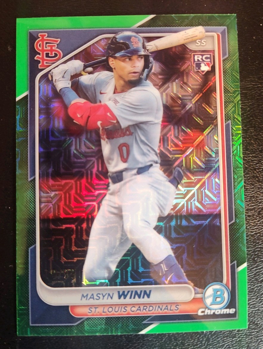 Masyn Winn 2024 Bowman Chrome Green Mojo SP Rookie Card #61  #'d/99