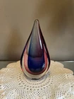 MURANO Art Glass Sommerso Tear Drop Figurine Paperweight