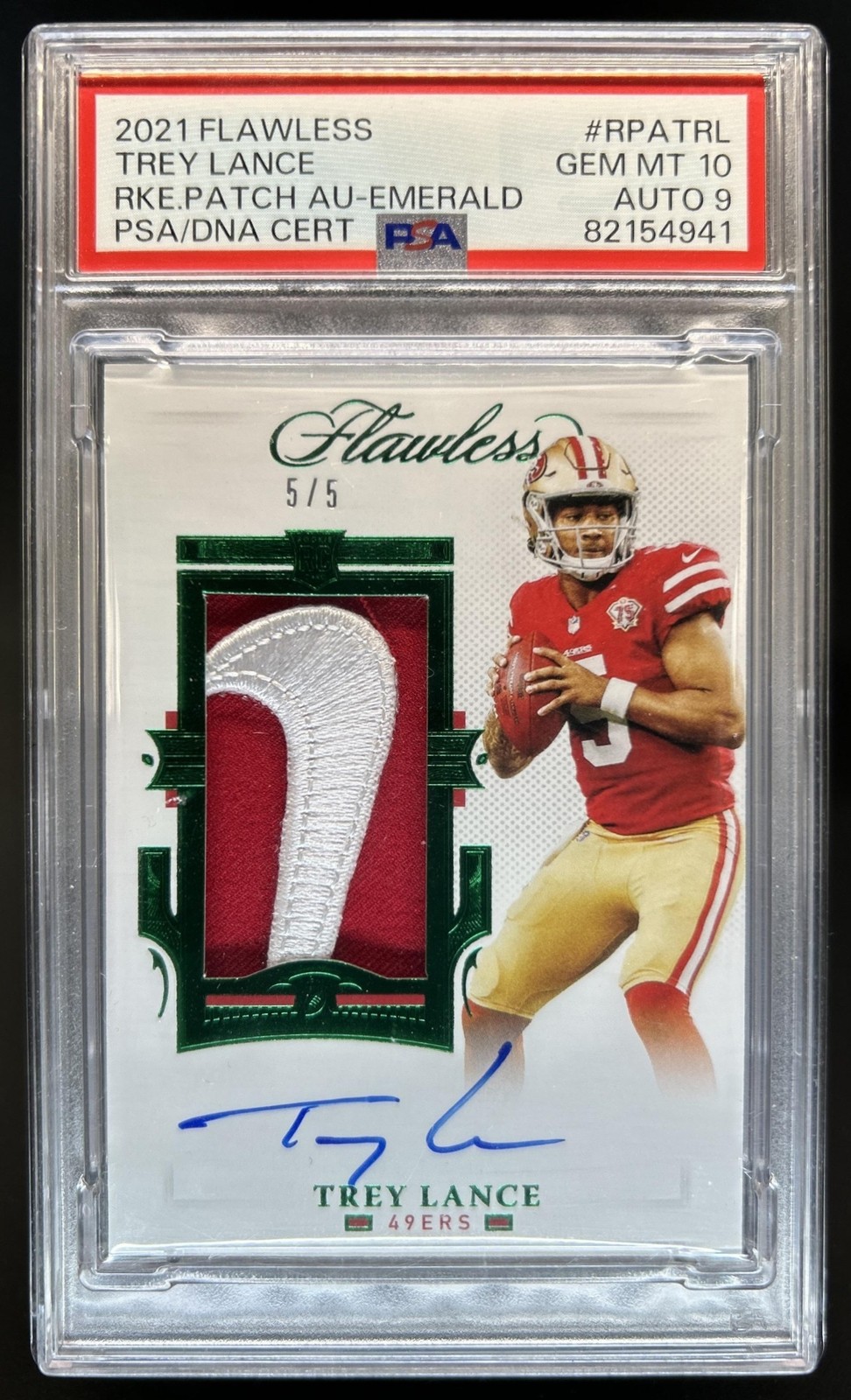 Trey Lance Panini Flawless Rookie Patch Autograph #RPATRL Emerald