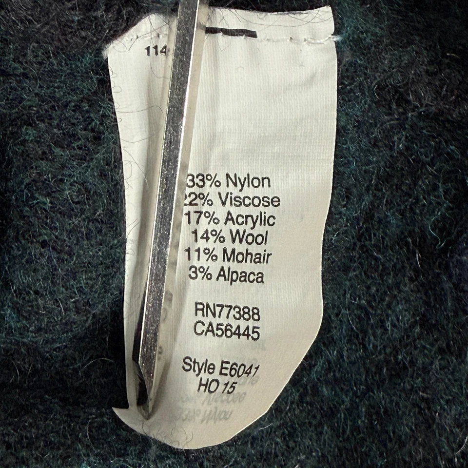 Suéter Madewell Mujer Grande Azul Verde Cuadros Lana Alpaca Mohair Mezcla Pullover Foto 4 de 4