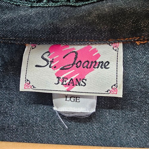 Vintage Denim Vest Womens Large Green Lace Floral Western Button Y2K Indie Fairy - Picture 8 of 9
