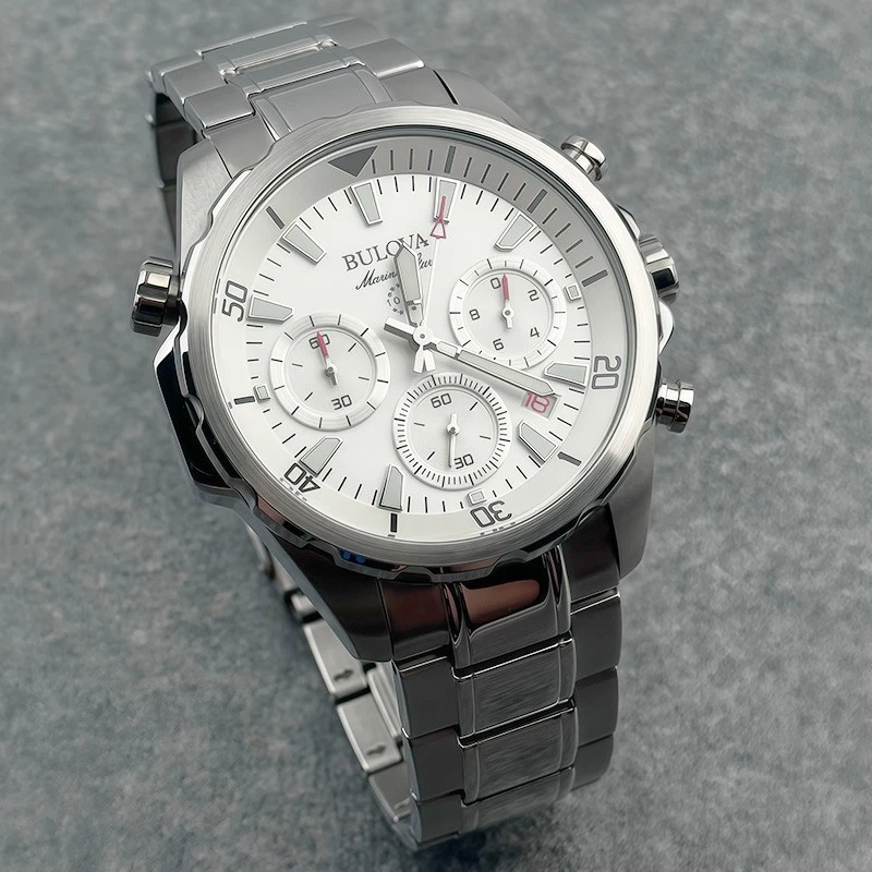 Bulova Marine Star White Dial Stainless Steel Men's Quartz Watch 43mm 96B255 - Image 4 of 4