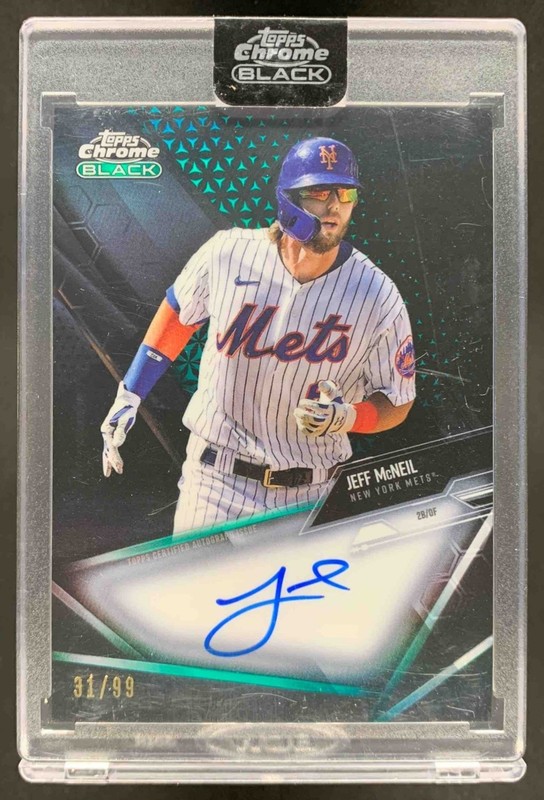 Jeff McNeil 2021 Topps Chrome Black Auto Green Mets /99
