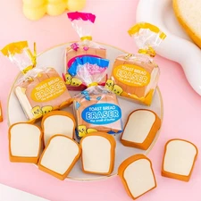 4pcsKawaii Food Eraser Stationery Toast Bread Rubber Pencil Prizes Cute Suppl_us