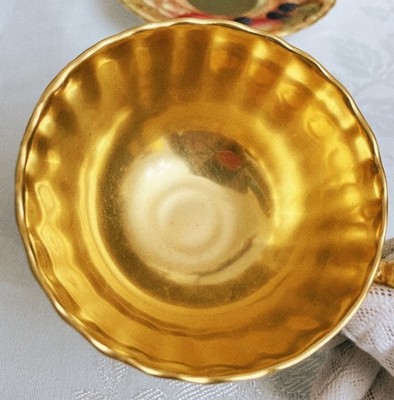 AYNSLEY Orchard Gold CUP & SAUCER Both Signed by D. Jones | eBay