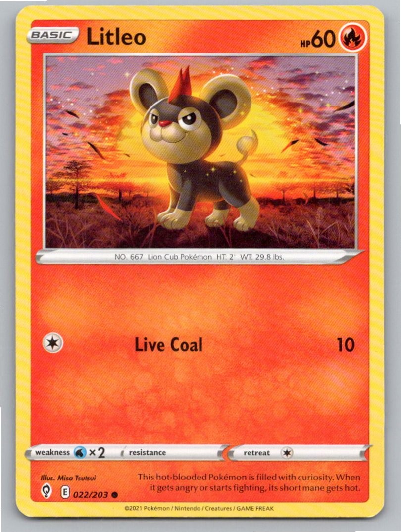 2021 POKEMON LITLEO EVOLVING SKIES 022/203 C NM A74416 FREE S&H