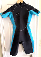Women Shorty Wetsuit 2mm Blue Back Zip HEVTO for Warm Water Comfort Size 6