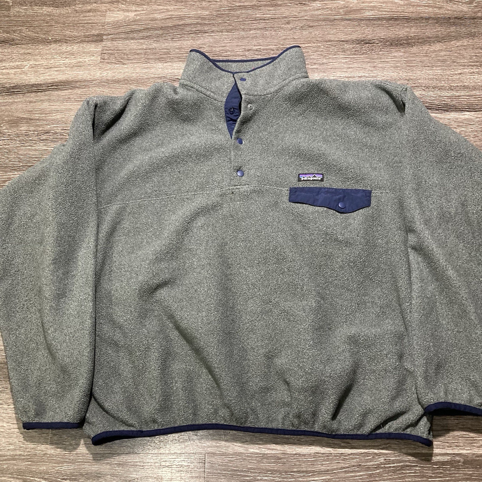 Patagonia Jacket Synchilla Snap T Pullover Fleece Gray Blue Mens 2XL