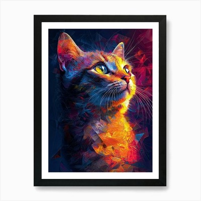 Katze Gemälde 14 Kunstdruck gerahmt Wandbild Poster Leinwanddruck Bild