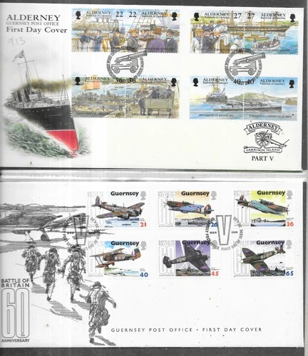 GB QEII FDC x 2. Guernsey Post Garrison Island/Battle of Britain (913)