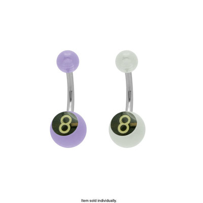 Cool Acrylic 8 Ball Belly Button Ring  14 Gauge Length 10mm