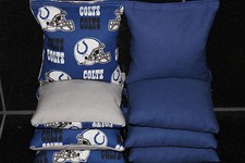 8 CORNHOLE BEANBAGS made w INDIANAPOLIS COLTS Fabric ACA Reg Bags, Top Quality