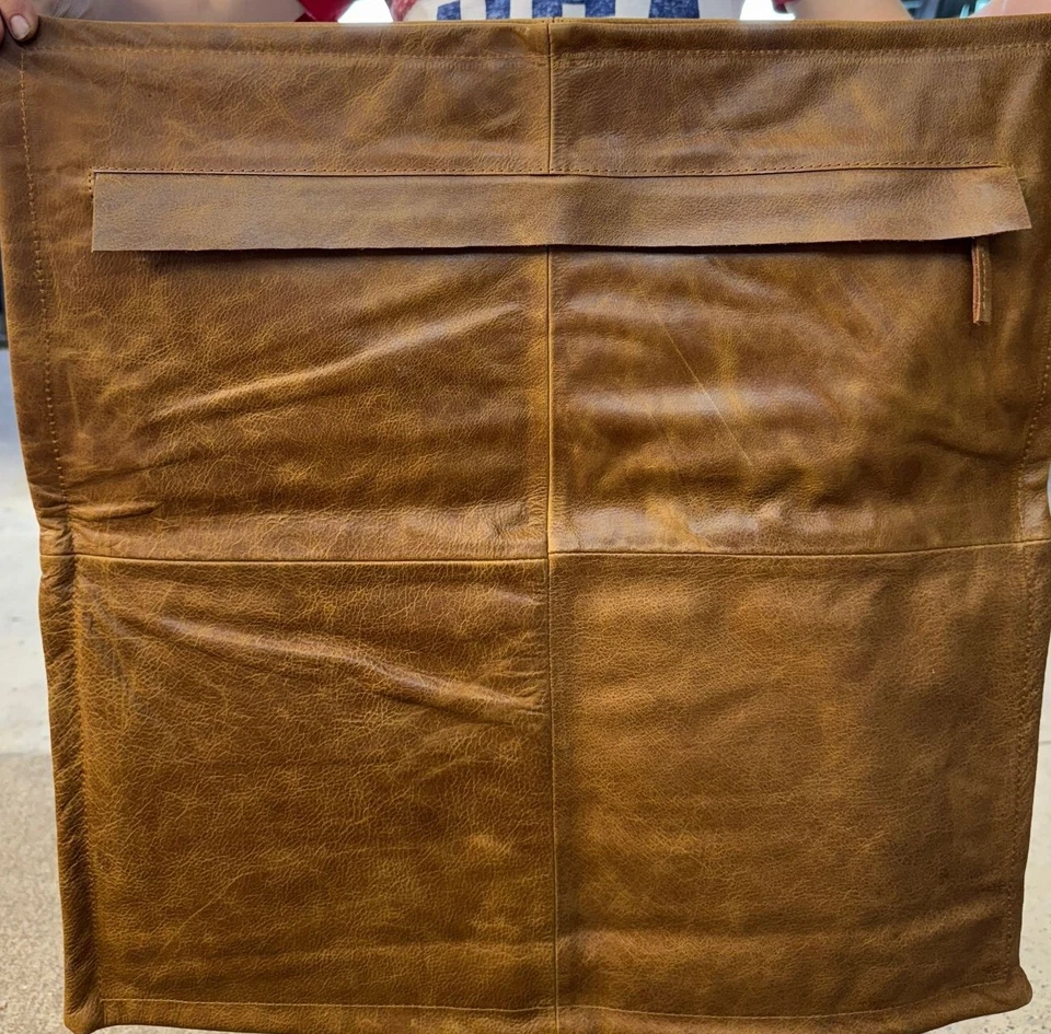 Genuine Leather Pillow Cover Real Leather Soft Cushion Cover Throw Case- 18"x18 - Image 2 of 4