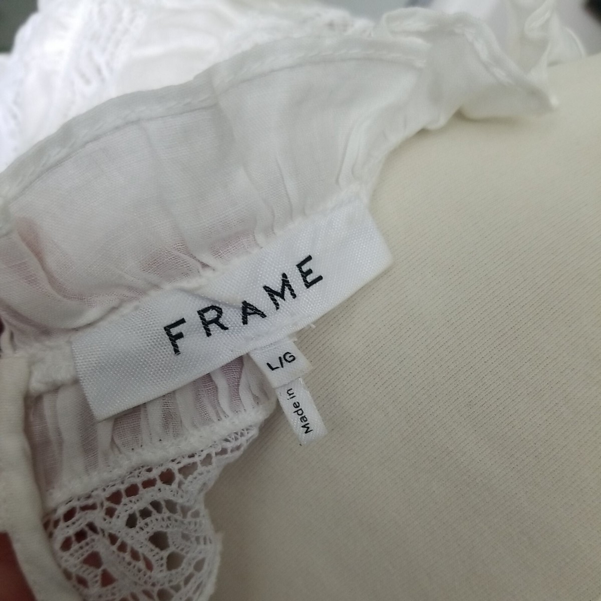 Women's Frame Gathered Top With Lace Inserts sz L | eBay