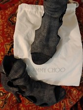 Jimmy Choo Lucky 85mm Denim Sandal Size US 8. With Dust Bag