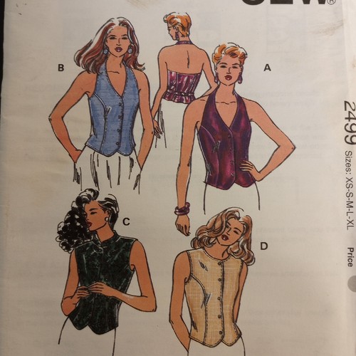 Kwik Sew 2499 Pattern Misses' Tops Camisoles Tank Vests Halter XS-XL VTG UC - Picture 3 of 7