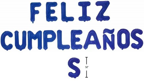 Feliz Cumpleaños 16" Blue Foil Balloons Spanish Happy Birthday Hanging Garland - Picture 2 of 2