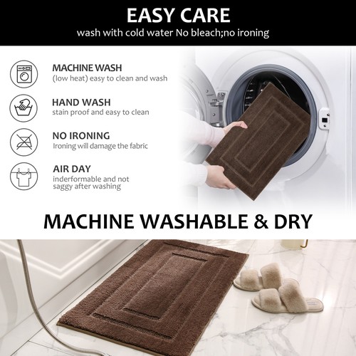 Absorbent Non-Slip Bath Mat Bathroom Kitchen Shower Shaggy Soft Floor Rug Carpet - Picture 7 of 37