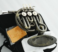 NEW Antique MiNi French Horn Bb 3 Rotary Valves Engraving Bell With Case