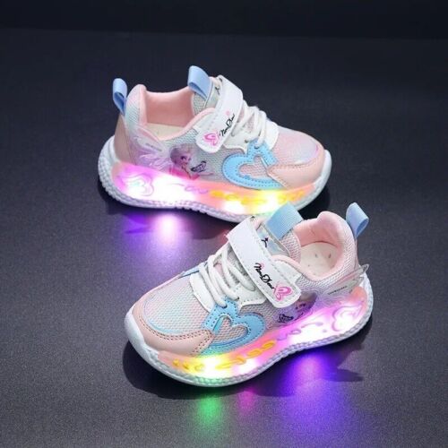 2025 Kinder Eiskönigin Schuhe Mädchen LED Anna Elsa Prinzessin Sneaker Licht UK - Bild 9 von 10