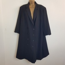 Ex Ann Harvey Plus Size 24-30 Black Button Front Blazer Dress Longline Jacket
