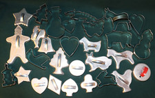Vintage Lot of 28 Christmas Aluminum Holiday Animal Card Baking Cookie Cutters