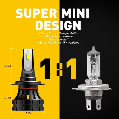 AUXITO H7 Super White 20000LM Kit LED Headlight Bulbs High Low Beam Combo Set 2 - Picture 13 of 61
