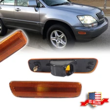 2X Amber Lens Front Bumper Side Marker Corner Lights For 1999-2003 Lexus RX300
