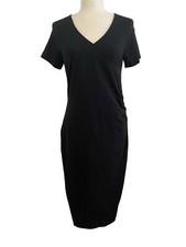Soft Surroundings Shapely Anywhere Faux Wrap Dress Size Small Black Bodycon