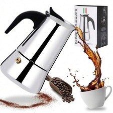 Stainless Steel Espresso Maker Cup Stove Top Coffee Percolator Moka Pot 4/6 Cup