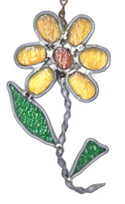 Stained Glass Sunflower Suncatcher - Handmade Sun Flower Window Hanging 6"