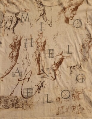 Rare Vintage 90s Michaelangelo Art AOP T Shirt XL | eBay