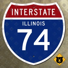 Illinois Interstate 74 highway marker road sign 1957 Champaign Bloomington 12x12