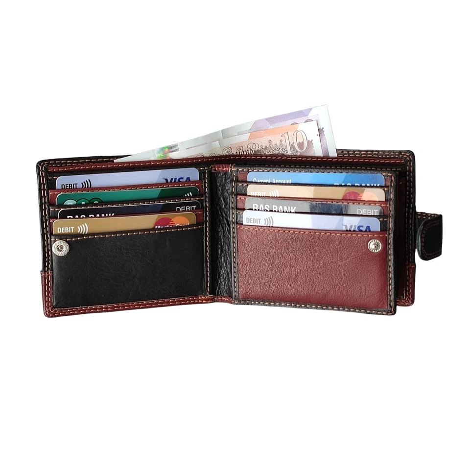 MORUCHA Mens RFID Blocking Real Soft Leather Passcase Wallet with Gift Box - Image 2 of 4