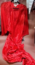 NATORI ROBE GOWN vintage RED Floral see through lace lingerie