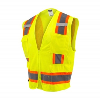 SV6 Two Tone Class 2 Surveyor All Mesh Vests , Contrasting Trim, GR, 3X-L