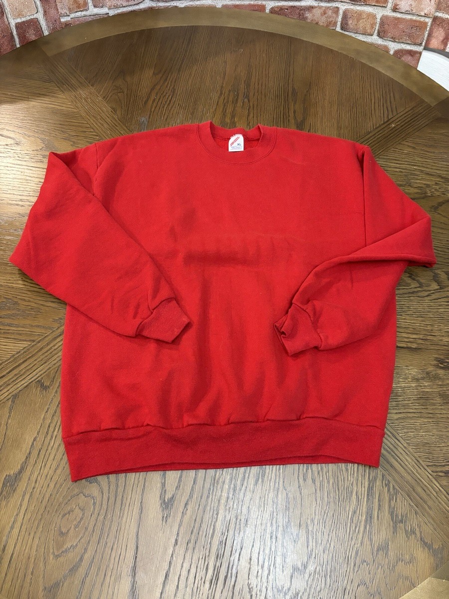 Vintage Jerzees Sweatshirt Adult XL Red Blank Sweater Made