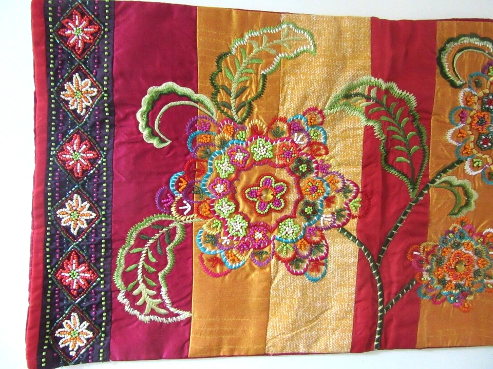 Artistic Accents EMBROIDERED BEADED FLORAL Lumbar PILLOW COVER~ 12" x 24" ~New - Image 2 of 4