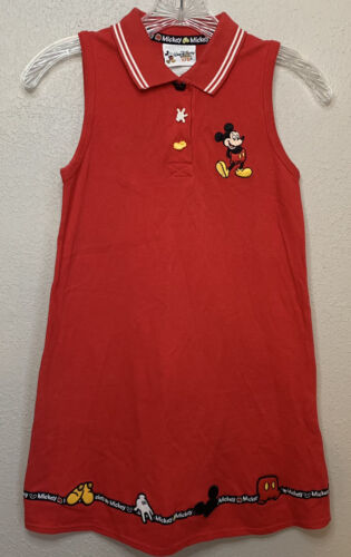 Walt Disney World Kids Mickey Mouse Girls Sleeveless Dress Vintage Sz Medium 7/8 - Picture 1 of 8