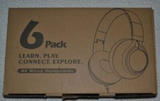 Headphones Wired 6-Pack Over-Ear Microphone Students Adjustable, Foldable, 3.5mm