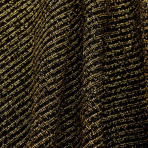 Vintage 50’s Black & Gold Rib Knit Lame Fabric Uncut Tube 2.28 yds. x 60 in. - Afbeelding 1 van 12